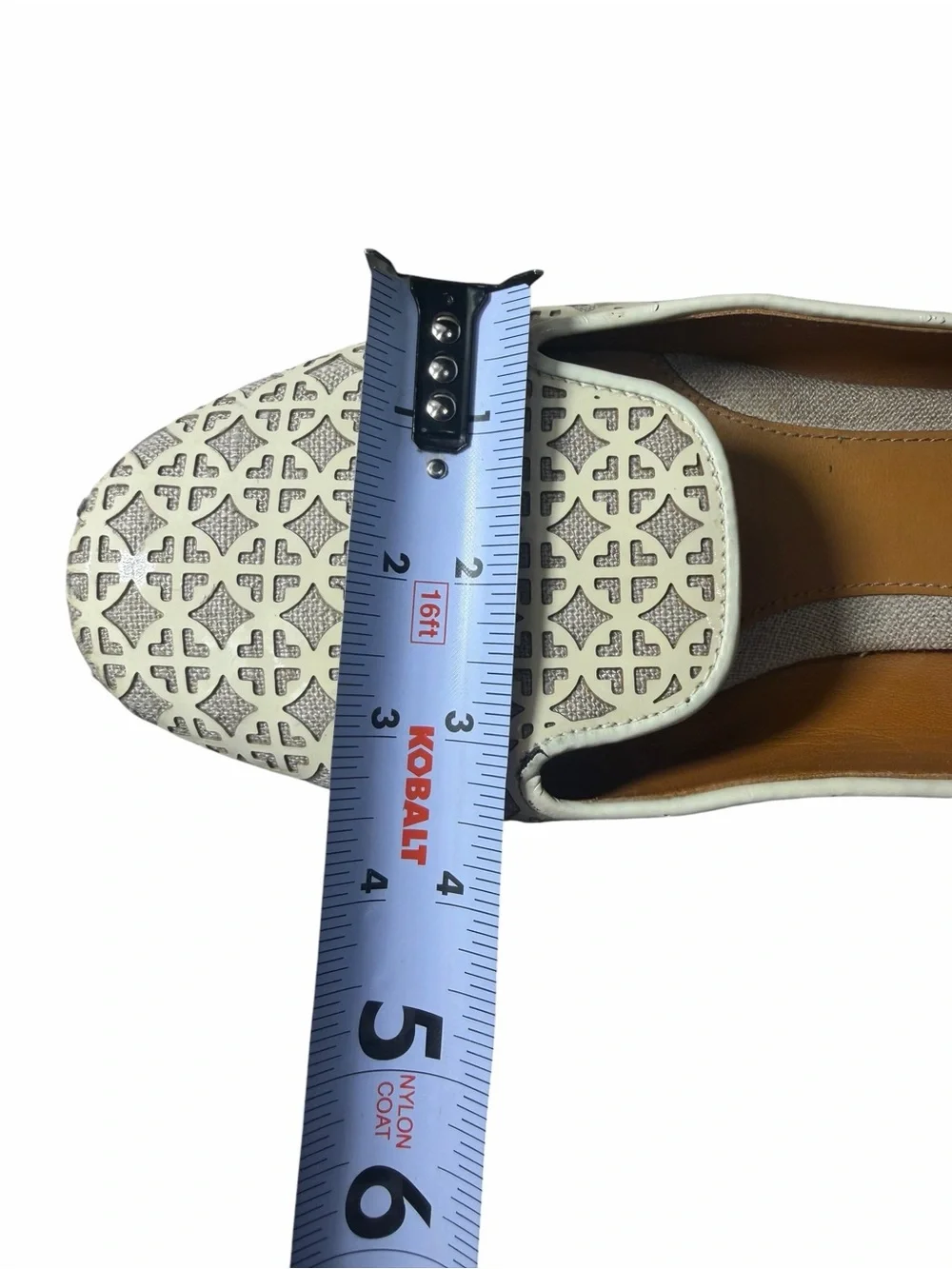 Tory Burch Ivory Laser-Cut Leather Loafers